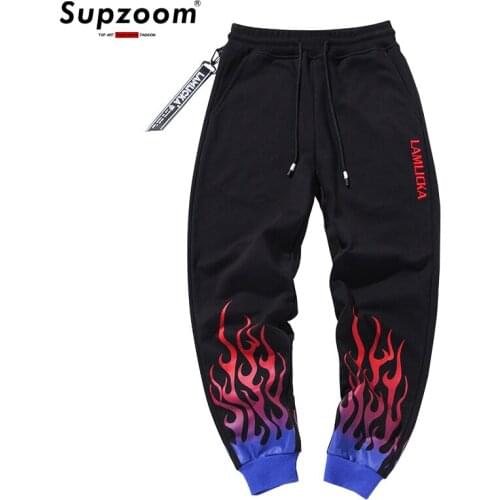 Printed Leisure Trousers White Feet To Receive Cotton Elastic Waist Full Length Pattern Sweatpants Men Pants 2020 New Arrival