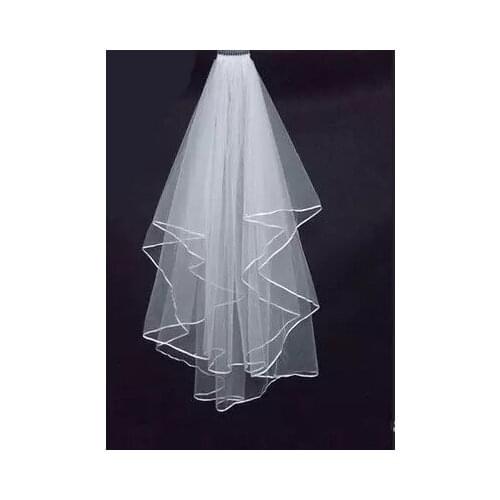 Wedding Accessories Two Layer Ribbon Edge White Ivory Wedding Veils Bridal Veil With