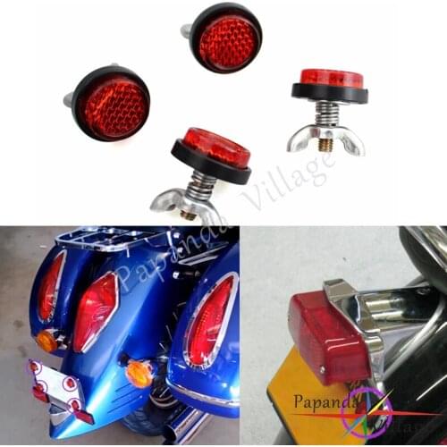 Papanda 4 pcs Motorbike Red Reflectors License Plate Warning Reflector Bolt Universal for Scooter Off Road Street Cruiser Bikes