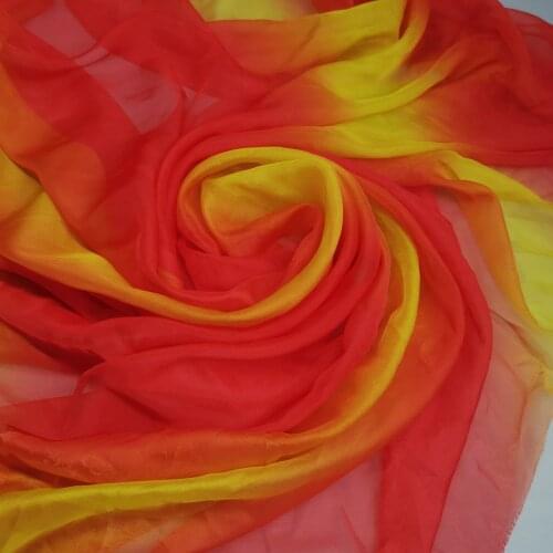 Dancing Dress Chiffon Red Yellow Ombre Thin Flowing Soft Silky Light DIY Dress Scarf Sewing Material