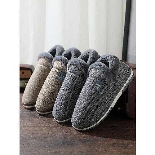 Women men Cotton slippers autumn winter bags home indoor household thick bottom anti-skid warm Mao Mao month slippers couple