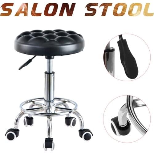 Rolling Swivel Stool Facial Hairdressing Salon Lifting Stool Height Adjustable Salon Stool Stainless Steel Barber Chair 38-52cm