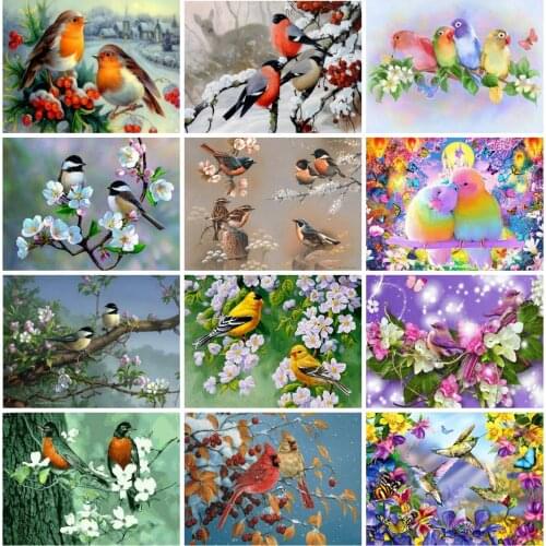 DIY Round Full Diamond Embroidery Bird Cross Stitch Diamond Painting Full Square Animlas Handicraft Art Hobby Gift Home Decor