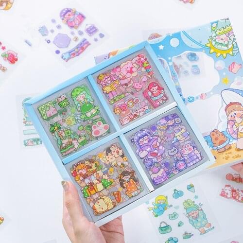 Yisuremia New Arrival 100pcs Kawaii Yaya Girls Stickers Set Decorative Diary Scrapbook Ipad PET Adhesive Sticker Gift Stationery