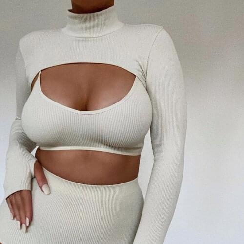 Spring and Autumn Womens Slim Top Long Sleeve Ultra Short Knitted T-shirt Tight Sexy Knitwear