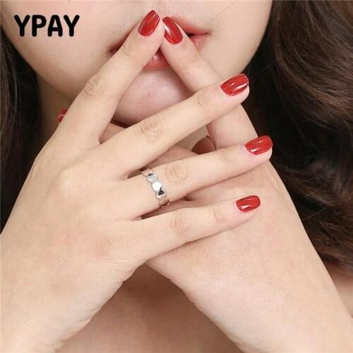 YPAY 100% Real 925 Sterling Silver Ring 2018 Trendy Simple Smooth Open Finger Ring For Women Fine Party Jewelry Gifts YMR680