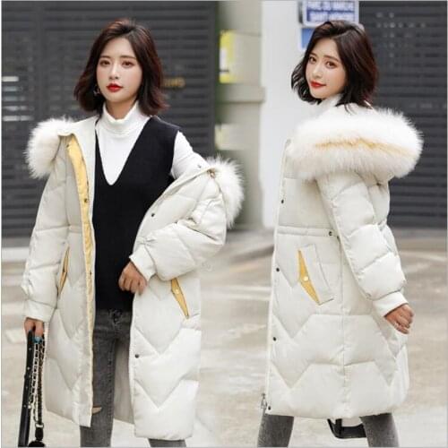 Winter jacket women 2019 Long Winter Coat Women Fake Fur Collar Warm thick Woman Parka Cotton Padded Outerwear Chaqueta MujerZ49