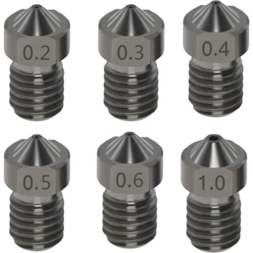 1 Piece Steel Nozzle Tigh Quality Hardened Steel V6 Nozzles For High Temperature 3D Printing PEI PEEK Carbon Fiber Filament