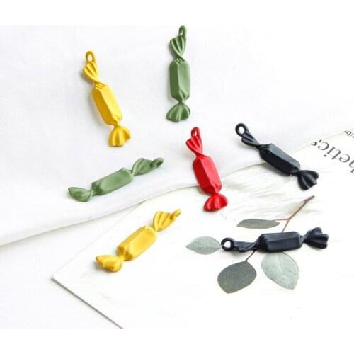 10pcs Sweet Spray Paint Candy Alloy Enamel Charms Dangle 7*35.5mm Snack Pendants Earrings Finding DIY Jewelry Accessories YZ771
