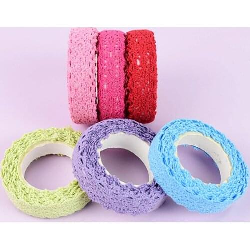 2Yards Tapes Adhesive Fabric cotton Lace Tape Sticker DIY Scrapbooking Crafts DIY Sewing Accessories