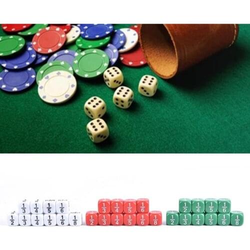 2021 New 10pcs Fractional Dice 16mm Acrylic Dice Number Dice Educational Kids Math Toys