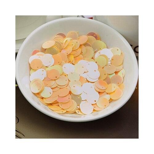 360pcs Large Round Sequins 20mm PVC Sequin Flat Round Paillette Hologram Sequins Decoration With Side Hole Costume Beige AB