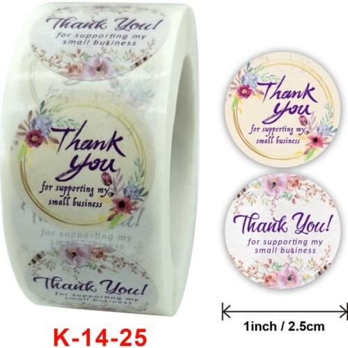 500Pcs Thank You Stickers Seal Labels Round Flower Stickers For Hand Made Gift Wedding Decor Labels Stationery Stickers