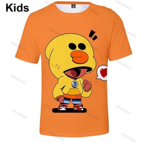 Browlers Barley and Star,Children Cute Crow Shoot Shoot Game 3D Tshirt Men Clothing Harajuku Shirt Kids Leon Tops Boys Girls