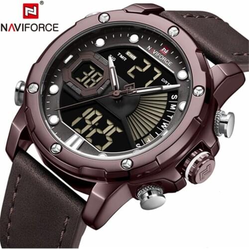 NAVIFORCE Brand Sports Chronograph Men Military Mens Watches Quartz Date Clock Man Leather Strap Wrist Watch Relogio Masculino