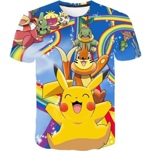Pokemon Pikachu Kids Clothing Tops Boy T-shirt Game 3D Print T Shirts Funny Anime Short Sleeve Tee Baby Girls Tshirt P03