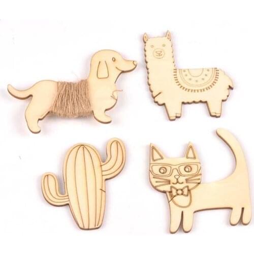 5Pcs Density Board Dog/cat/alpaca/cactus Shape Wooden Bobbin Spools Cord Wire Sewing Thread String Ribbons Trims 63-90mm MMHXQ