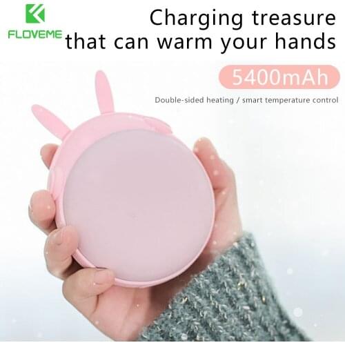 FLOVEME Power Bank 5400mAh Hand Heater 2 IN 1 Rechargeable Handy Heater Portable Charger For Samsung Note10 Plus Mini Power Bank
