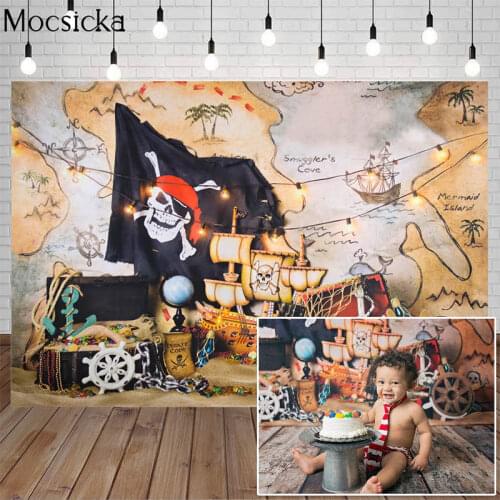 Navigation Pirate Flag Treasure Photography Backdrops Adventure Map Baby Shower Birthday Party Backdrop Photo Studio Background