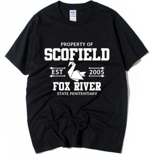 Paper Crane Prison Break Property of Scofield Fox River State Penitentiary EST Cotton Boy Man Short Sleeve T Shirt Summer ZIIART