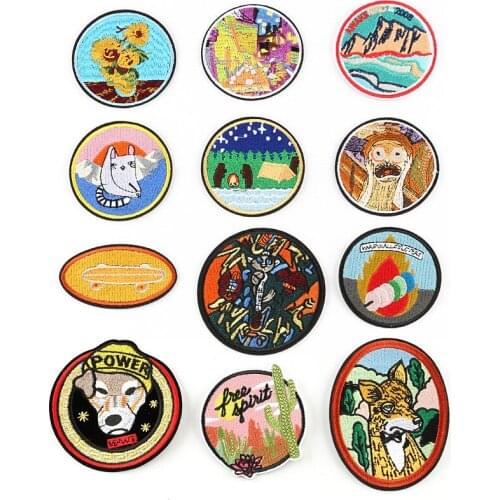 10pcs/lot Round Embroidery Patches Letters Cartoon Strange Things Clothing Accessories Heat Transfer Badge Iron Clothes