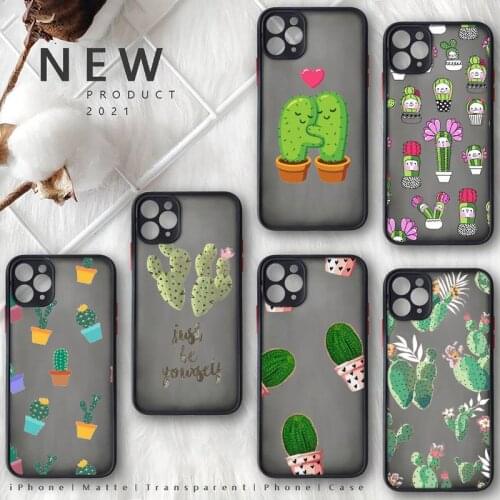 Cactus Cute plant cortoon Phone Case Matte Transparent for iphone 11 12 pro mini XS XR X max 7 8 plus TPU Mobile bags funda