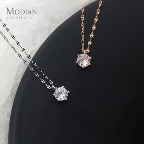 Modian Fashion Wedding Sparkling AAA Zircon Classic 925 Sterling Silver Geometric Pendant Necklace for Women Fine Jewelry Bijoux