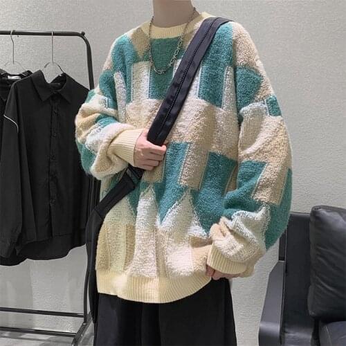 Autumn Winter Sweater Mens Warmth Fashion Retro Casual Knitted Pullover Men Loose Korean Knitting Sweaters Mens Clothes