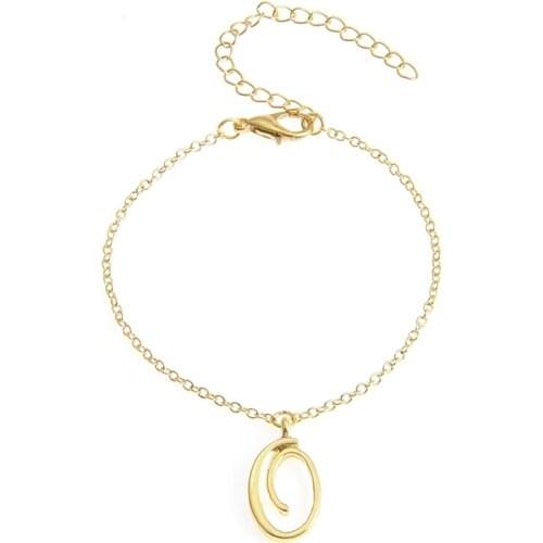 Monogram Cursive Initial O Name Bracelet Swirl English Alphabet Letter Initials Text Character Chain Bracelets Gift for Friends