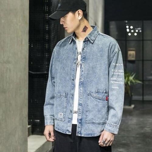 2021 denim jacket mens spring and autumn new Korean style trendy jacket mens lapel fashion denim clothes