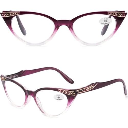 Cat Eye Reading Glasses New Fashion Womens Designer Oversize Plastic readers for sale in top quality Black Amber Purple Brown