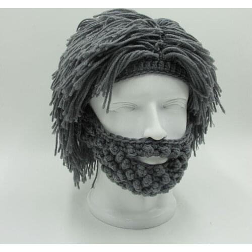 Wig Beard Knitted Hats Hobo Mad Scientist Hip Hop Handmade Knit Warm Winter Caps For Men Women Ski Halloween Gifts Funny Party
