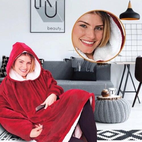 Lazy pullover microfiber blanket with sleeves super soft warm pockets outdoor cold and warm pajamas winter TV blanket
