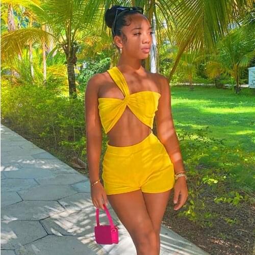 Adogirl Sexy Summer Women 2 Piece Sets Casual Crop Top And Bike Shorts Suit Outfits Solid Matching Sets 2021 Female Tracksuit