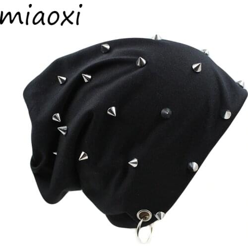 Hip Hop New Fashion Rivet Hoop Warm Winter Men Hat Women Autumn Adult Fashion Beanies Caps For Boys Brand Bonnet Sale