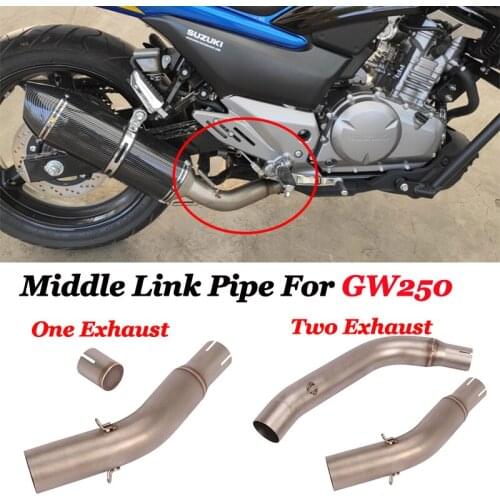 Indel 51mm Motorcycle Full System Exhaust Escape Moto Modified Middle Link Pipe Double Muffller Slip On For Suzuki GW250 GW250F