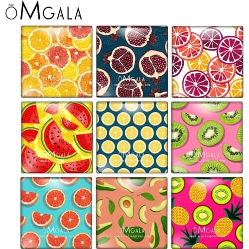 New cute Fruit Orange Lemon watermelon Pineapple 10pcs 12mm/20mm/25mm/30mm photo glass cabochon demo flat back Making findings