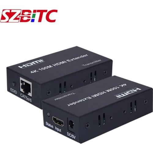 SZBITC 4K 100M HDMI Extender Extension Cord Converter Over CAT 5e/6 6e UTP RJ45 LAN Network Card Ethernet Cable