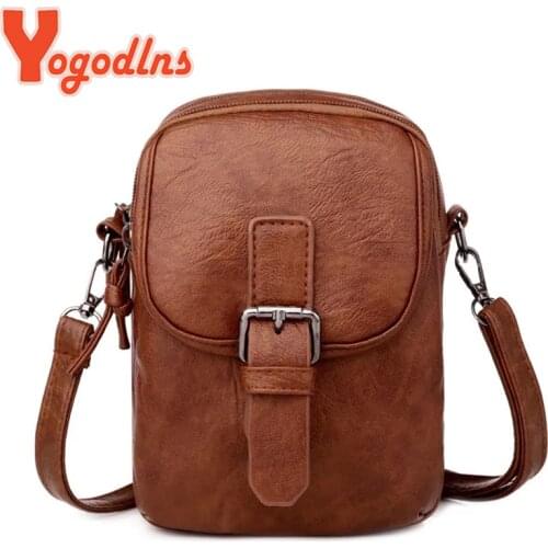 Yogodlns Vintage Shoulder Bag For Women PU leather Crossbody Bag Multifunction Messenger Bag Multi-layer Lady Phone Handbag sac