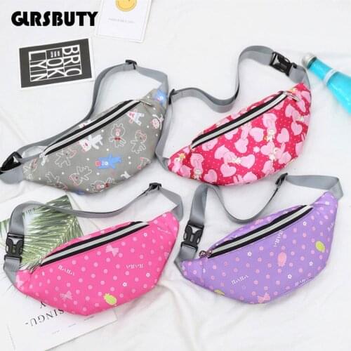 Kids Printed Fanny Pack Women Waist Bag Girls Cartoon Hip Bum Bag GLRSBUTY Colorful Travel Belt`s Bag Moblie Phone Pocket Purse
