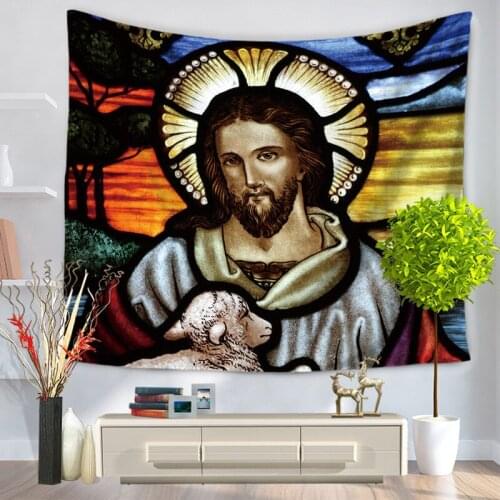 Christian Jesus Tapestry Wall Hanging Curtain for Festival Home Decoration