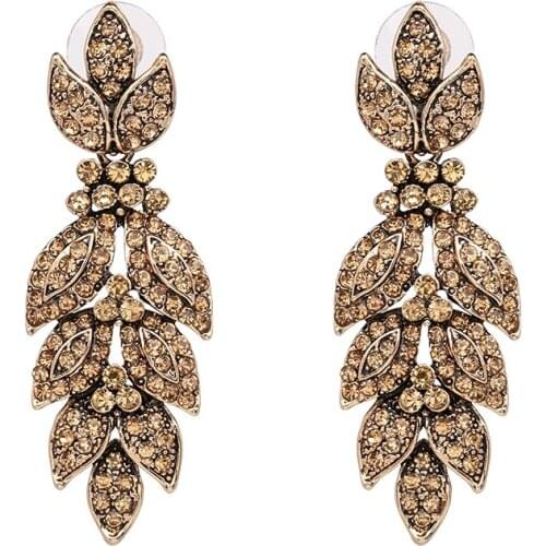 4 colors New 2017 good quality Trendy fashion earrings cool crystal vintage leaves Earrings for women jewelry Factory Price