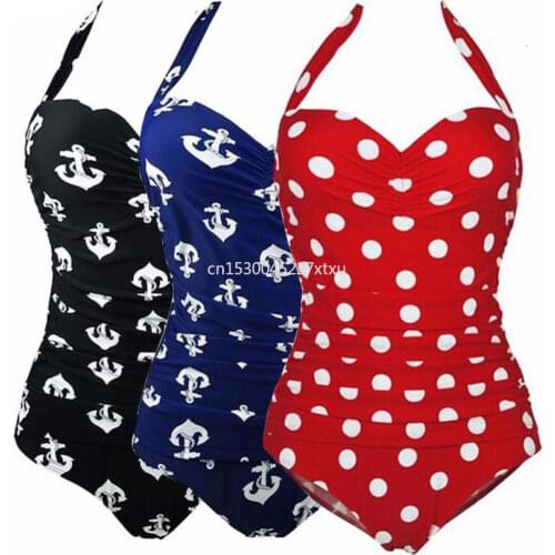 Plus Size One Piece Swimsuit Retro Dot Swimwear Women Hater Full Large Size Body Bathing Suit Maillot De Bain Monokini Dropship