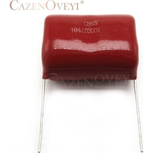 10pcs/lot 0.1uF 2000V 2KV CBB 104 100NF Polypropylene film capacitor pitch 25mm CBB81 In Stock