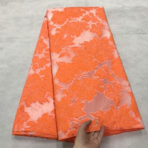 2021 Hot Selling orange African Brocade Lace Fabric Jacquard French Tulle Lace Fabric For Fashion Big Occasion jb81-97