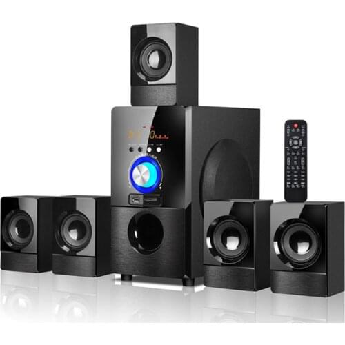 5.1 Channel Home Theater Bluetooth Speaker System Remote Control Touch Subwoofer Wood Speaker Support Bluetooth USB SD FM Radio