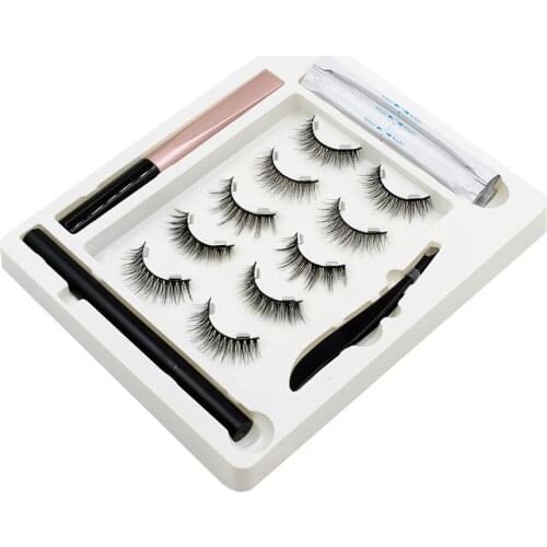 5pairs Magnetic Eyeliner Eyes Natural False Eyelashes Set Party Home Reusable Makeup Portable Gift With Tweezers Accessories