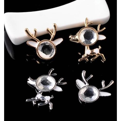 5 pcs/lot Alloy Rhinestone Sika Deer jewelry accessories DIY Decorative Sew for Brooch Pin Dress Coat Bag diamond Accessories