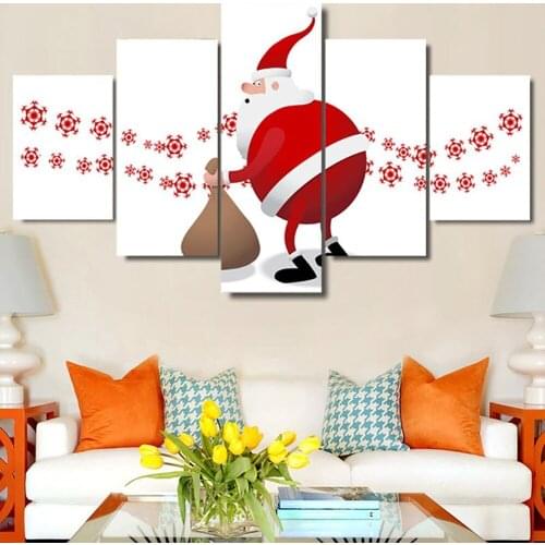 5 Pieces Wall Art Canvas Painting Animation Figure Poster Modern Home Wall Pictures For Kids Room Decoration Framework