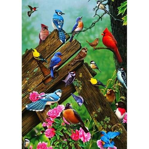 JMINE Div 5D Birdhouse bird flower tree Full Diamond Painting cross stitch kits art High Quality Animal 3D paint by diamonds